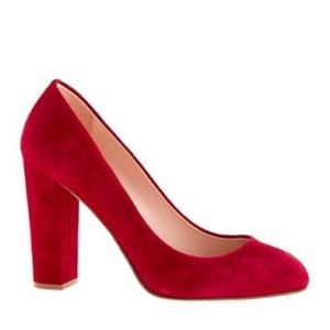 J. Crew Etta Red Suede Block Heel Pumps 6